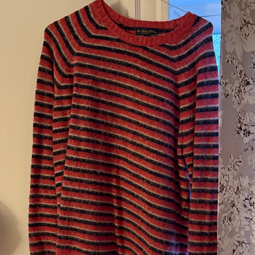 Brooks Brothers Red and Black Striped Crewneck Sweater